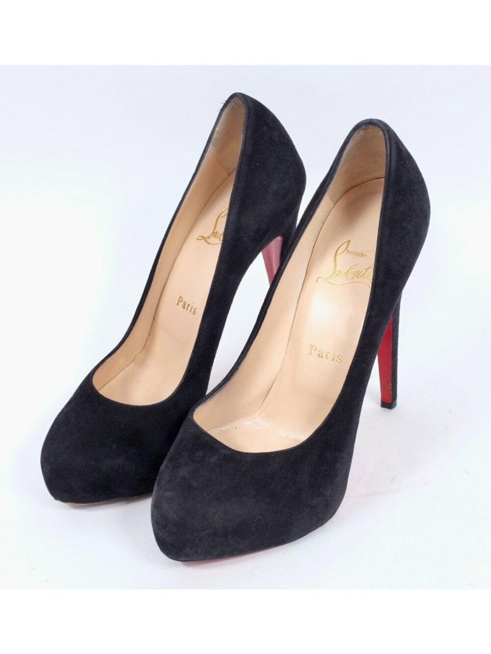 Christian Louboutin 37 US 7 black suede shoes Pumps High Heel platform 130mm